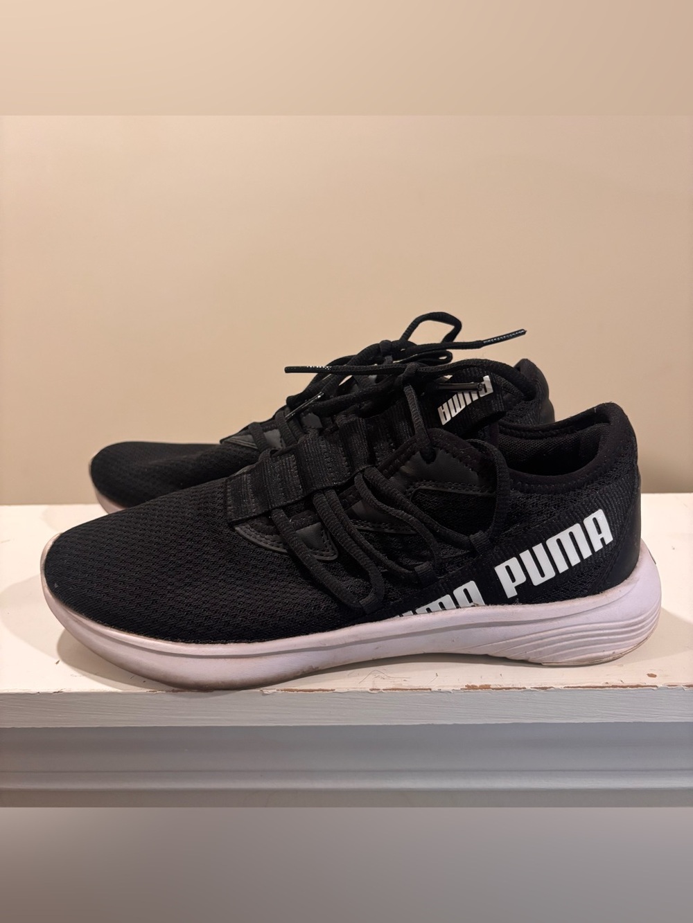 Puma Women's Black & White Lightweight Knit Sneakers